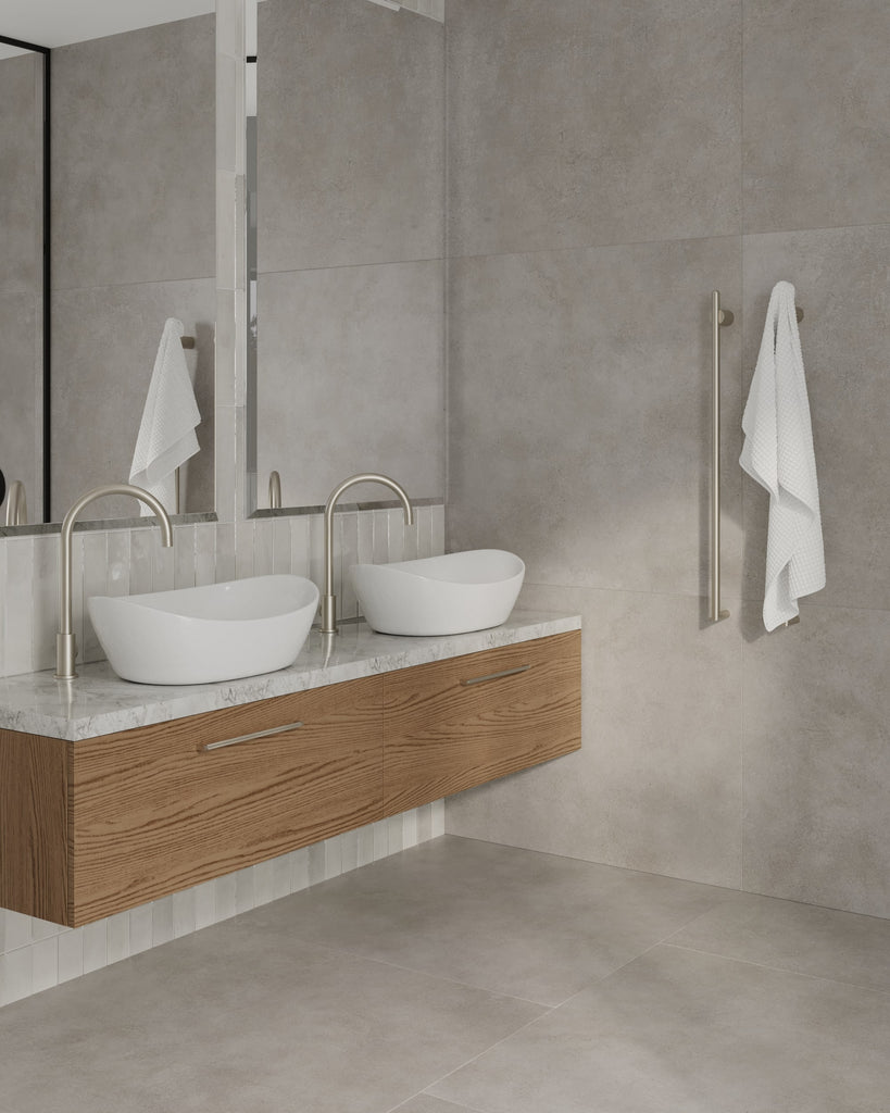 Thermogroup Vertical Heated Towel Rail - Brushed Nickel