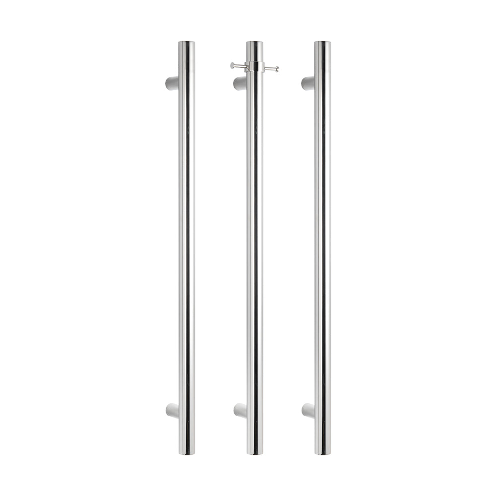 Radiant Heating Vertical Round Bars 12V Heated Towel Rails Polished 40 x 950