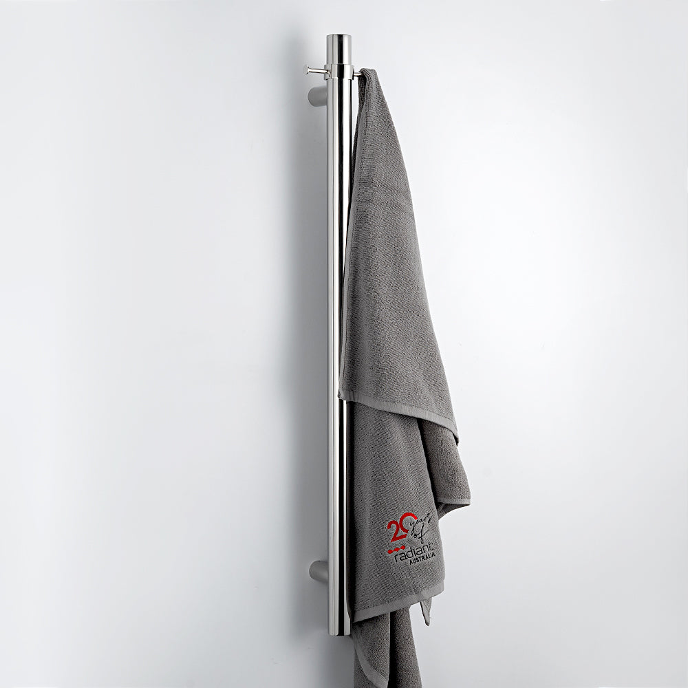 Radiant Heating Vertical Round Bars 12V Heated Towel Rails Polished 40 x 950