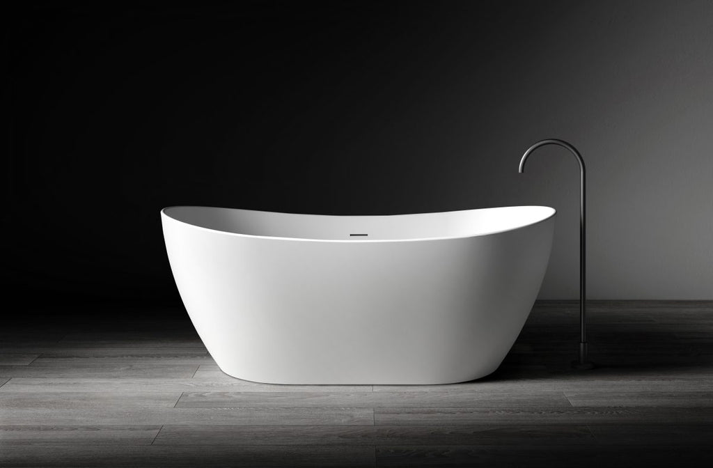 Kaskade Diane Freestanding Oval Stone Bath - Matte White