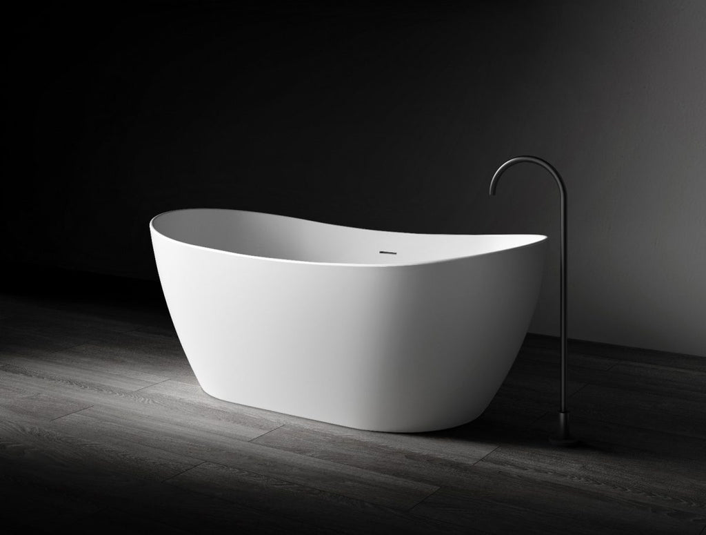 Kaskade Diane Freestanding Oval Stone Bath - Matte White