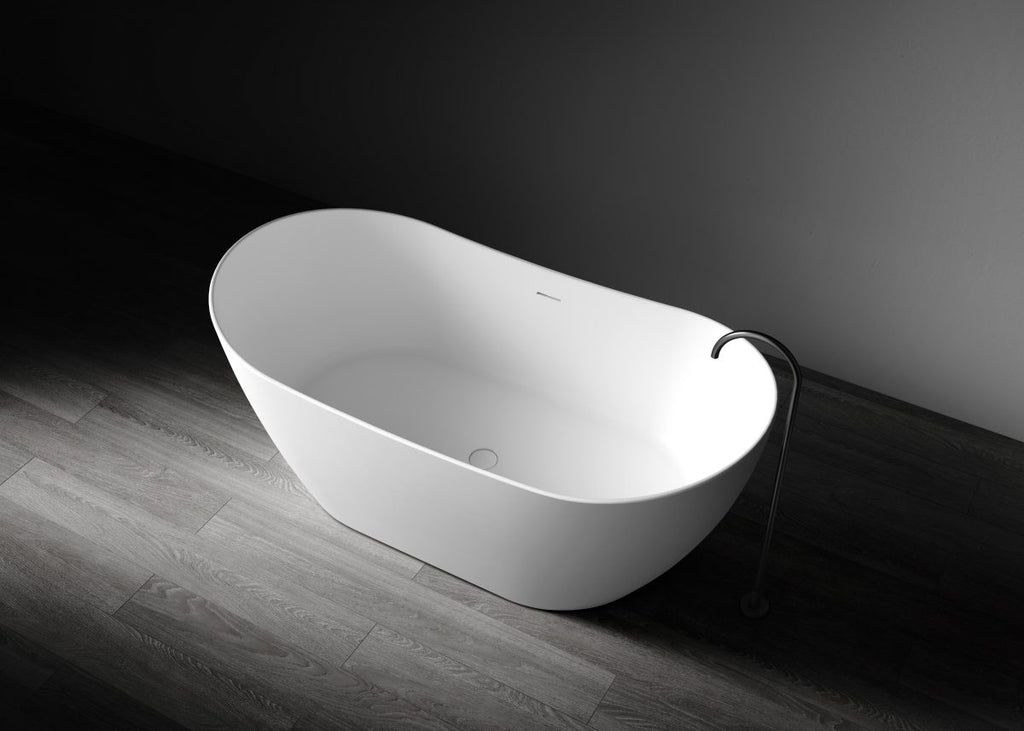 Kaskade Diane Freestanding Oval Stone Bath - Matte White