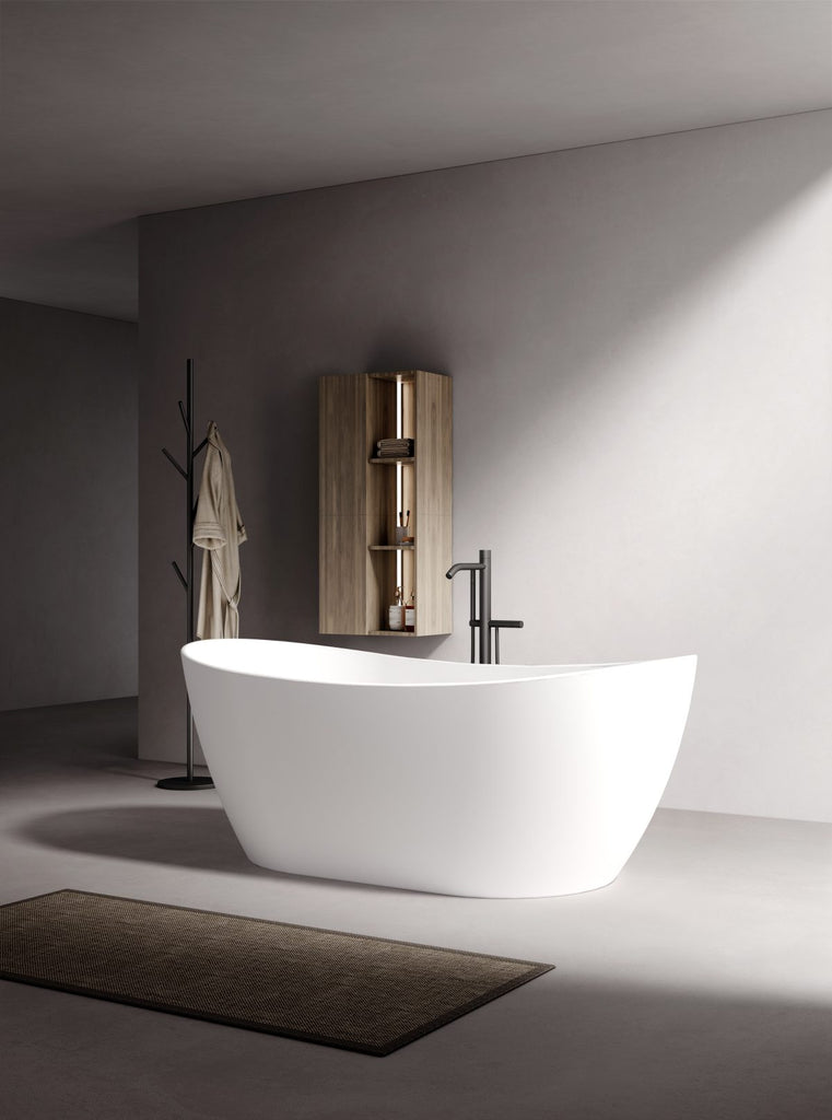Kaskade Diane Freestanding Oval Stone Bath - Matte White
