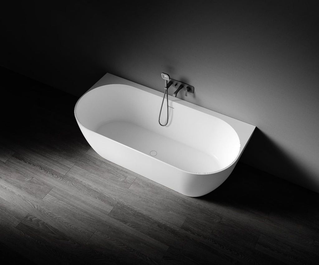 Kaskade Eleni VX105-1700 Back to Wall Stone Bath - Matte White