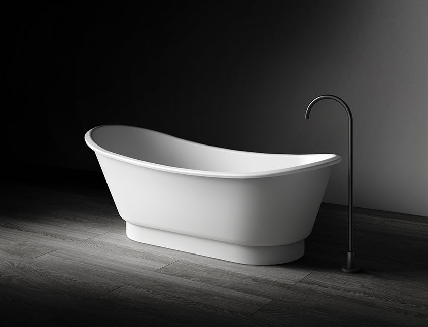 Kaskade Naomi Freestanding Slipper Stone Bath - Matte White