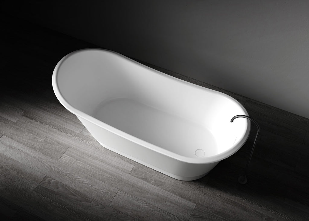 Kaskade Naomi Freestanding Slipper Stone Bath - Matte White