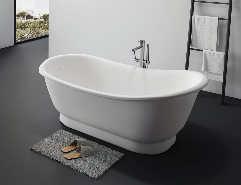 Kaskade Naomi Freestanding Slipper Stone Bath - Matte White