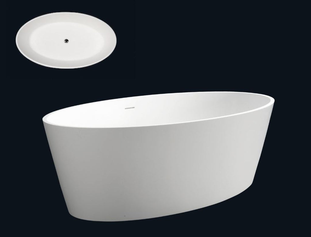 Kaskade Lyka Freestanding Oval Stone Bath - Matte White