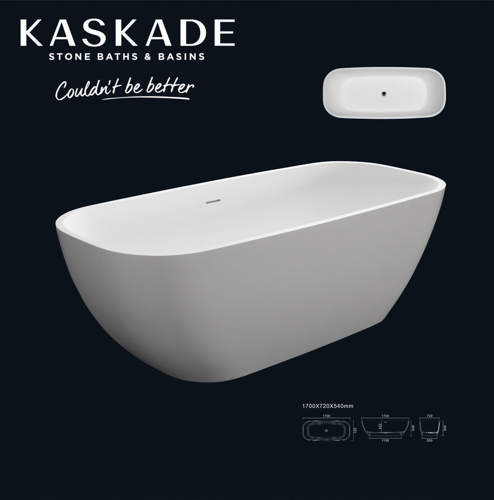 Kaskade Rachel Freestanding Stone Bath - Matte White