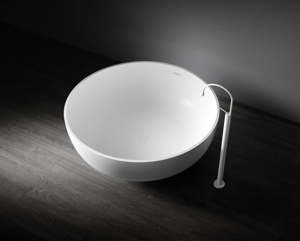 Kaskade Rafaella Freestanding Round Stone Bath - Matte White