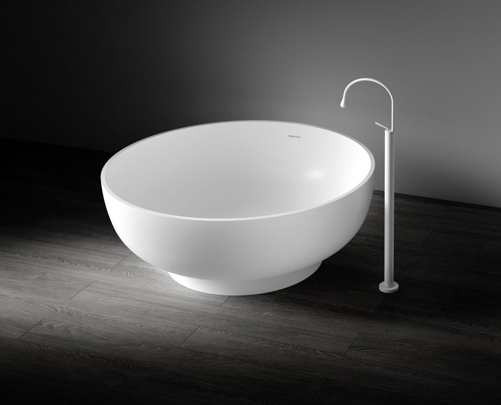 Kaskade Rafaella Freestanding Round Stone Bath - Matte White