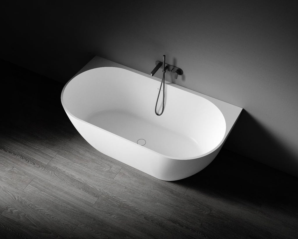 Kaskade Bianca Back to Wall Stone Bath - Matte White