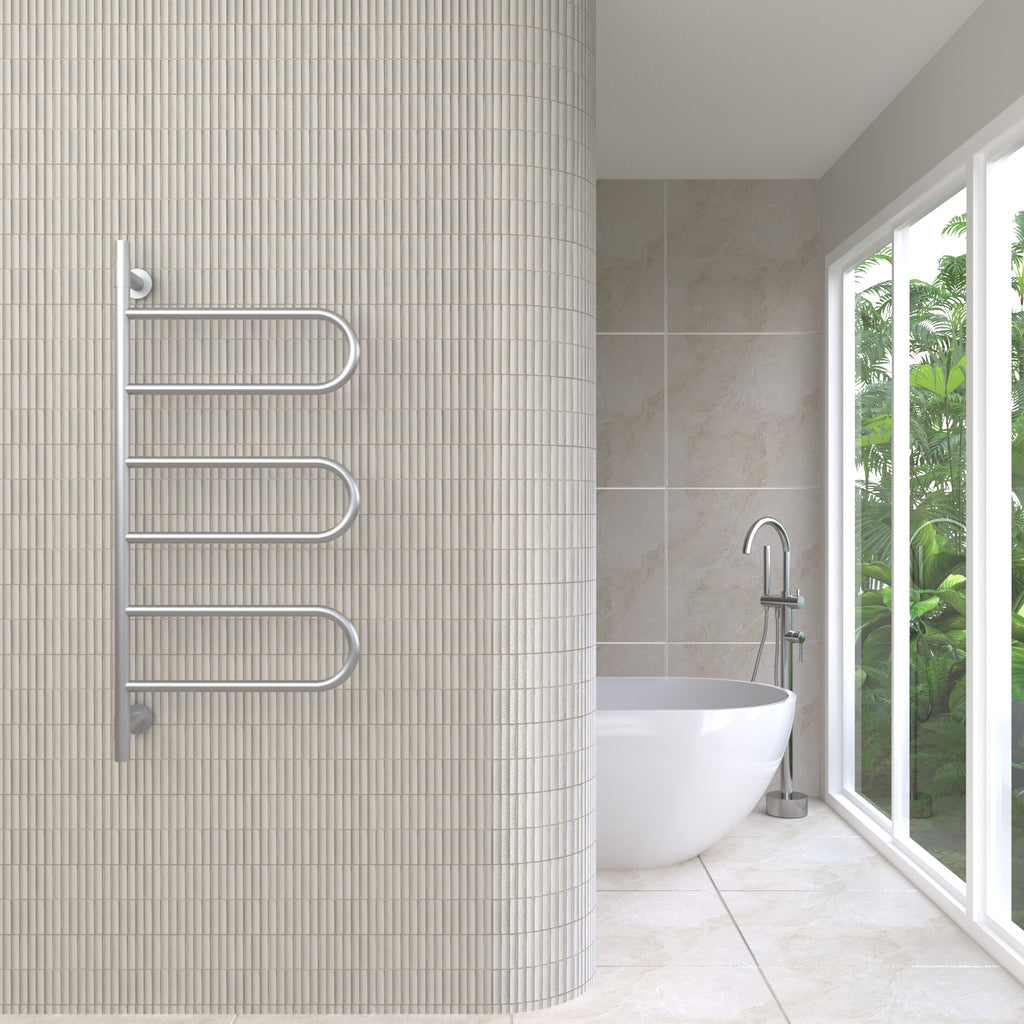 Thermogroup Jeeves Tangent W Swivel Heated Towel Rail - Polished Stainless