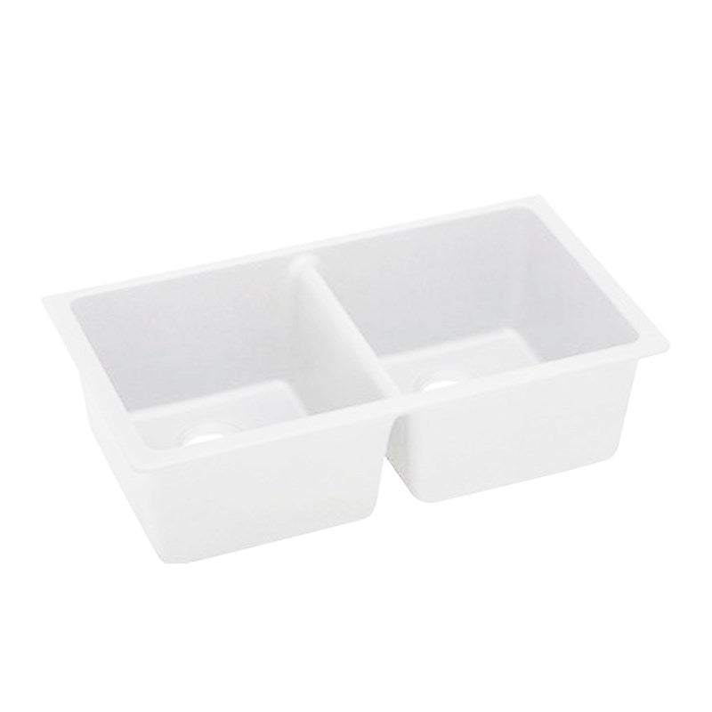 Granite 838x476x241mm Double Bowl Kitchen Sink - White