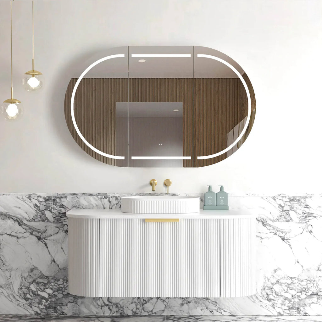 Otti Bondi Wall Hung Vanity - Satin White Fluted