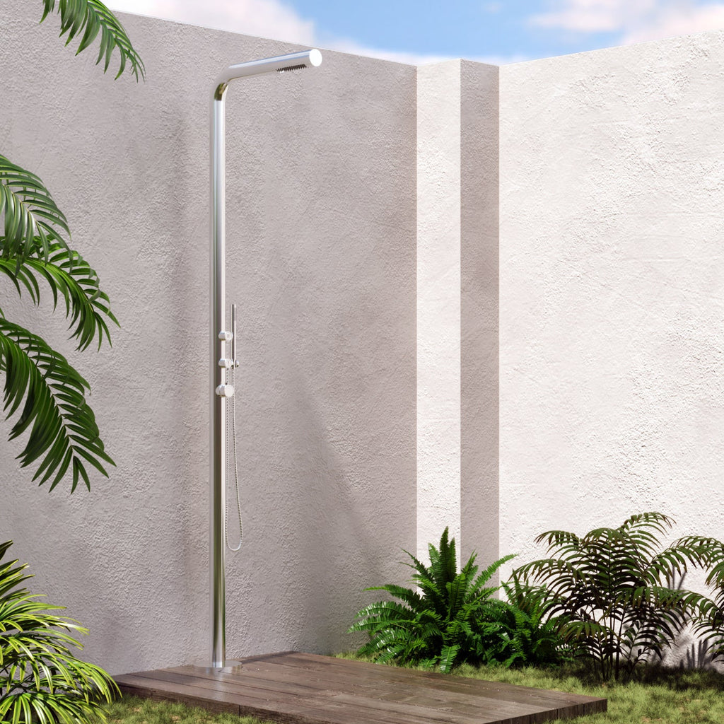 Yarra Freestanding Outdoor Shower Kit 316 Hydro Jet Stainless Steel