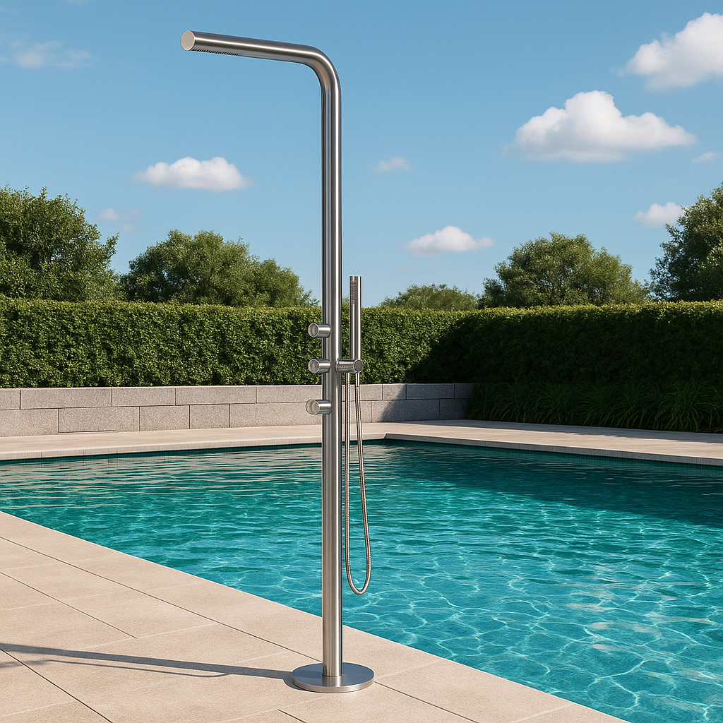 Yarra Freestanding Outdoor Shower Kit 316 Hydro Jet Stainless Steel