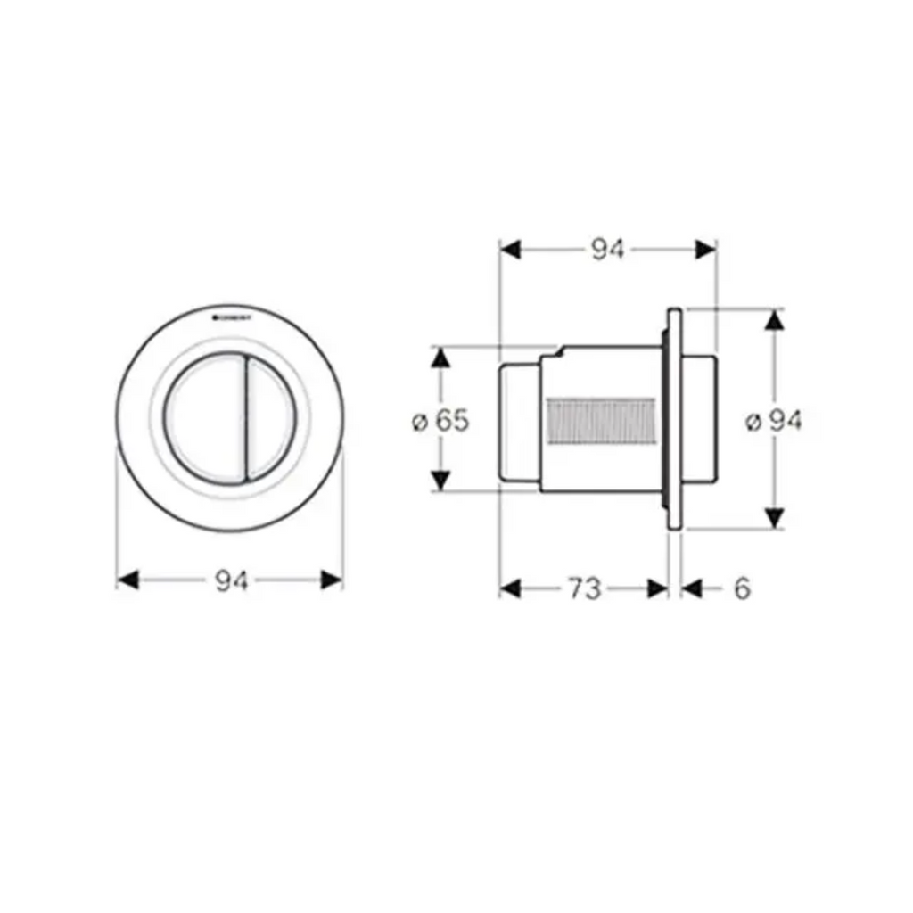 Geberit Alpine Round Remote with Raised Care Button - White