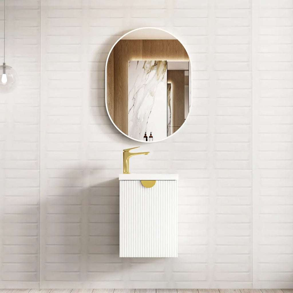 Otti Ensuite Vanity 400mm Matte White Fluted Vanity