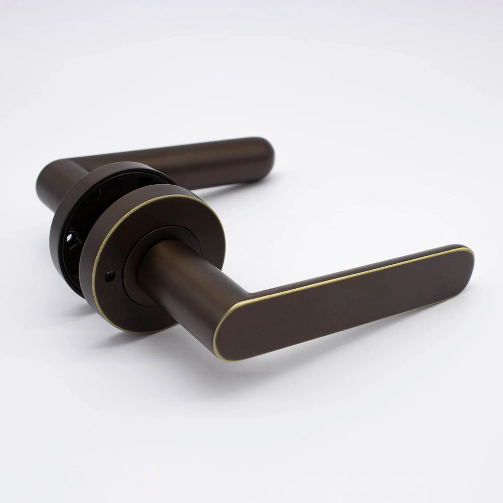 Manovella Privacy Door Handle - Fairhaven - Aged Brass