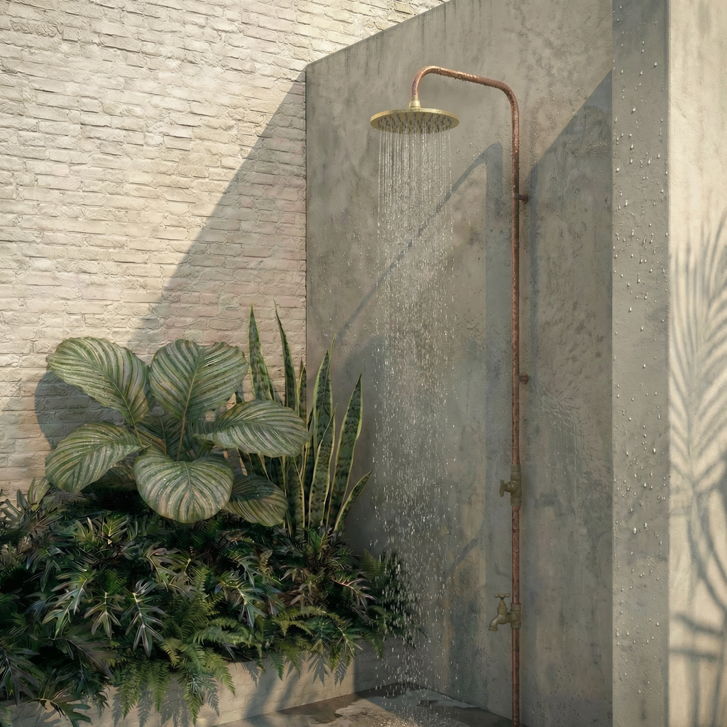 Haven Brass Copper Outdoor Shower Cold Water Foot Tap