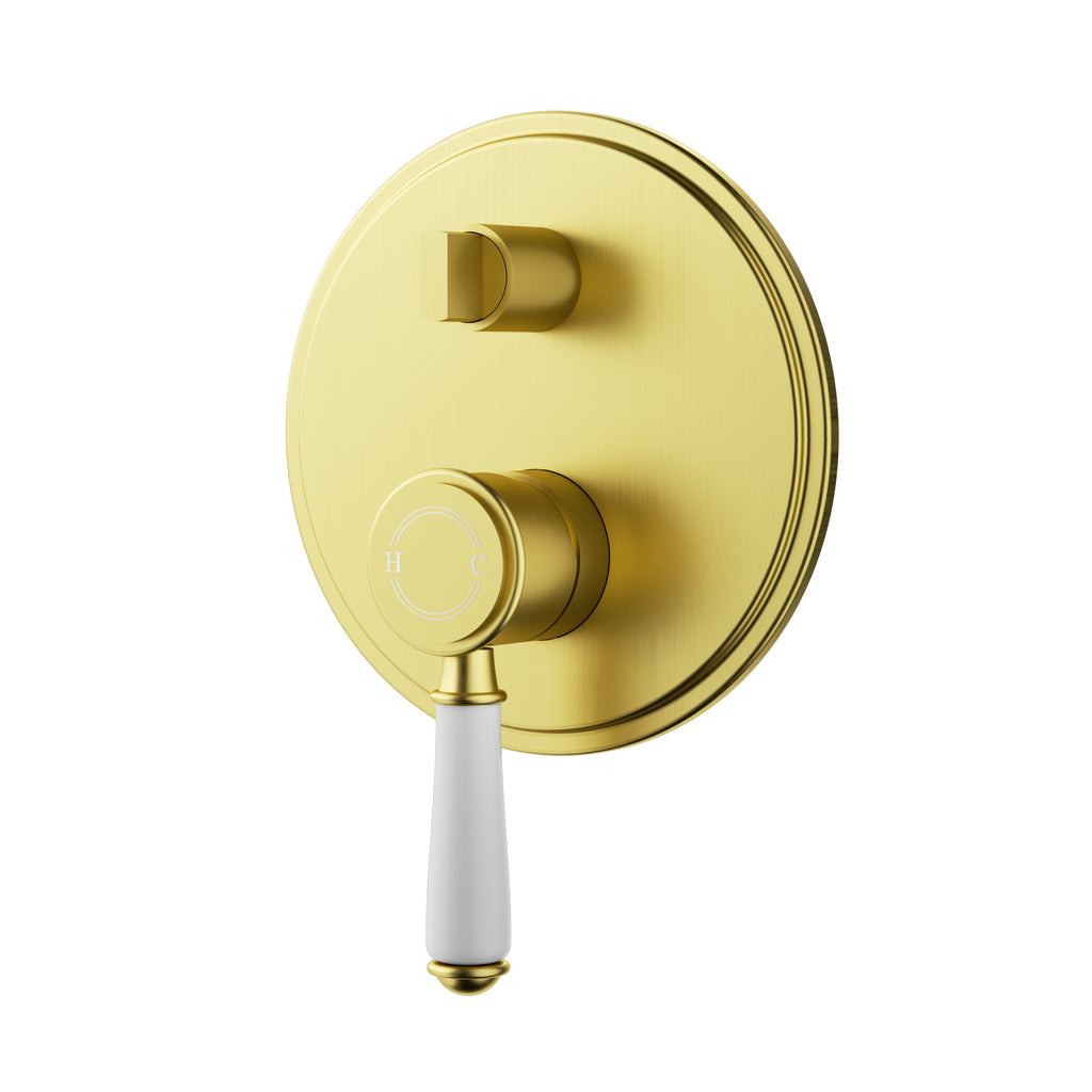 Ikon Clasico Wall Diverter Mixer Trim Kits - Brushed Gold