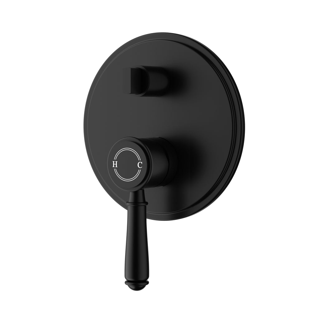 Ikon Clasico Wall Diverter Mixer Trim Kits - Matte Black