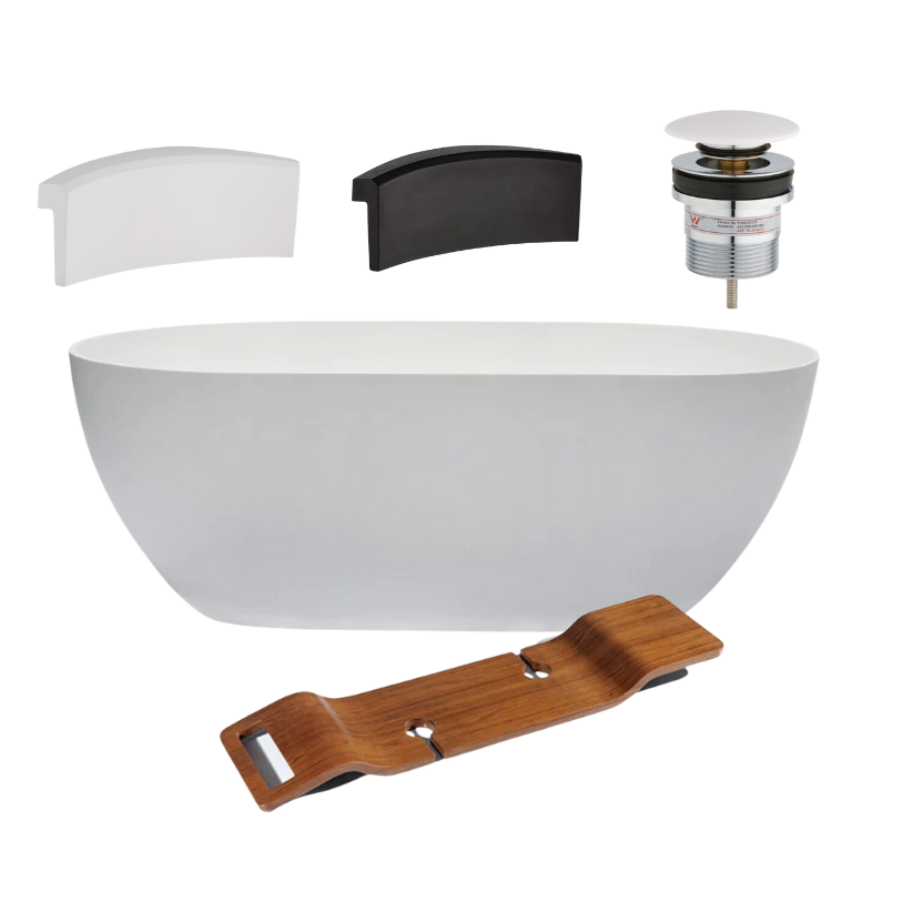 Kaskade Lucia Freestanding Stone Bath 1800mm - Matte White