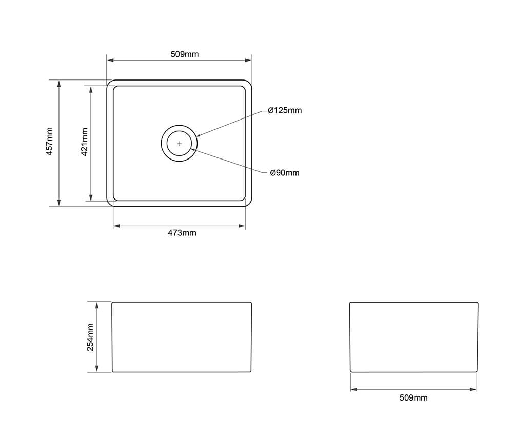 Turner Hastings Novi 51x46 Fireclay Butler Sink - Matte White