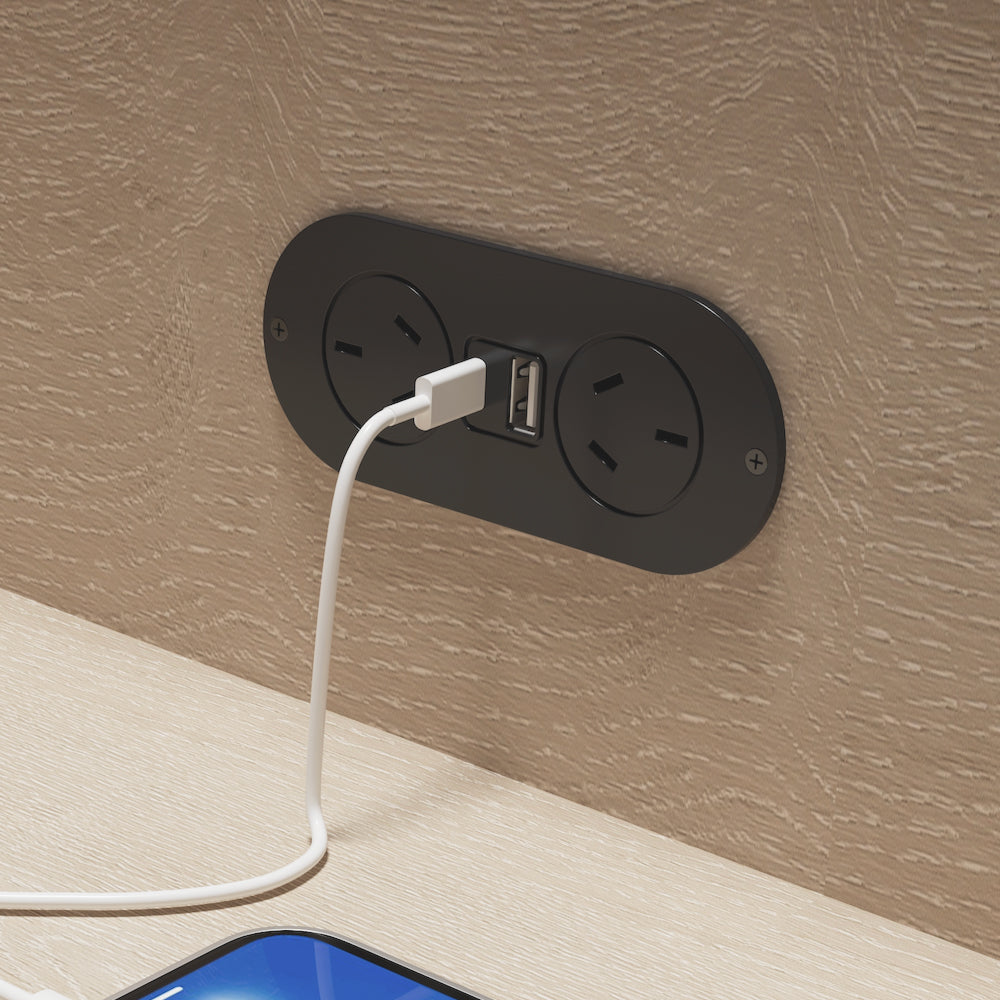 In Drawer Power Point Round Black