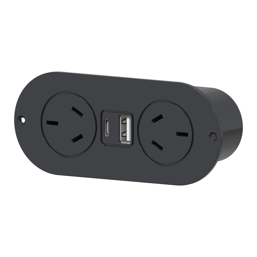 In Drawer Power Point Round Black