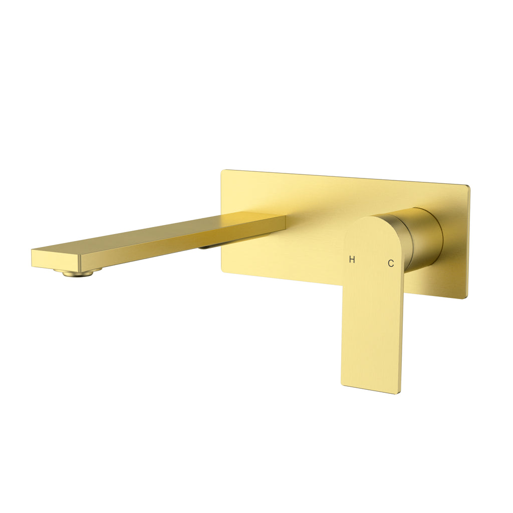Serena Ruki Wall Basin Mixer/Bath Spout - Brushed Gold