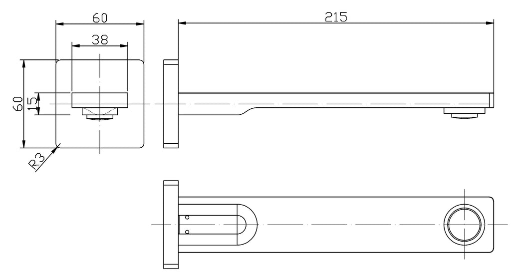 Ruki Bath Spout - Brushed Gold