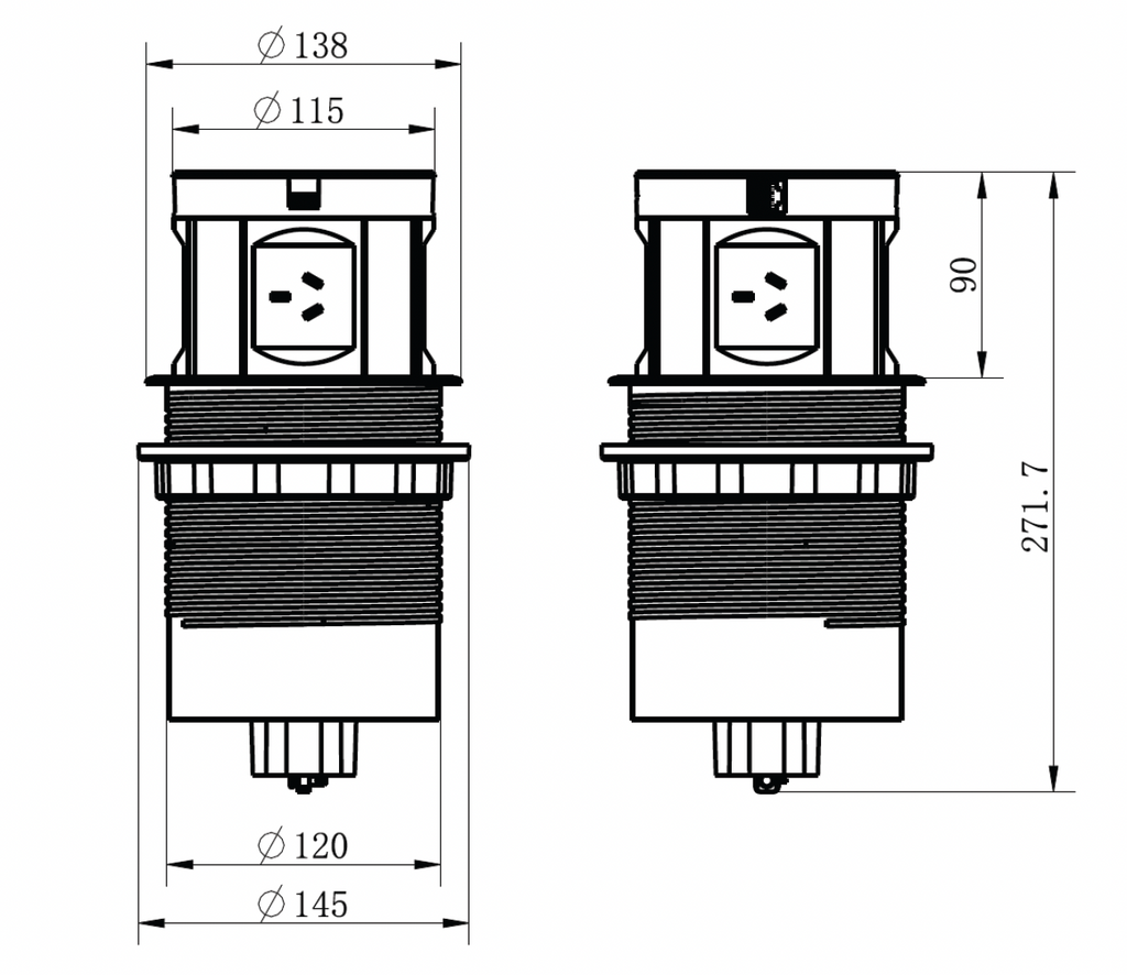 Quad Sided Pop Up Power Outlet With USB - White