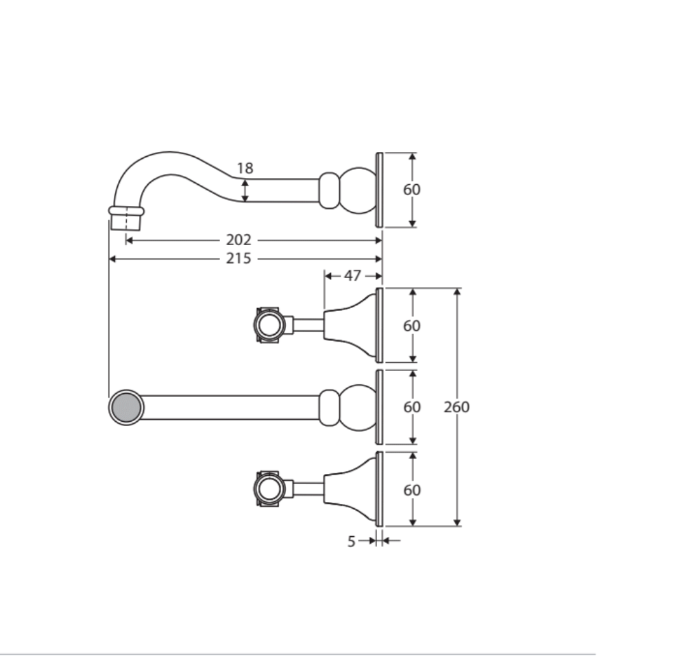 Fienza Lillian Lever Basin Bath Wall Set - Brushed Nickel with Ceramic White Handles