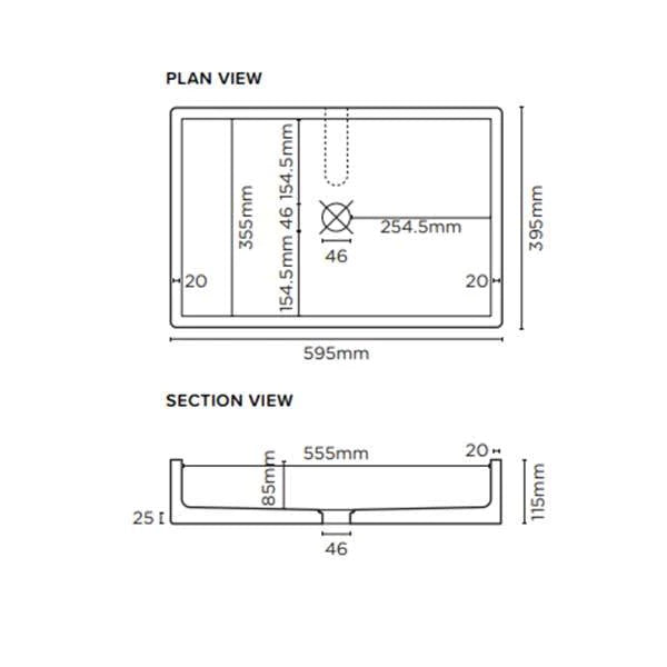 Nood Co Box Basin Wall Hung - Sky Grey