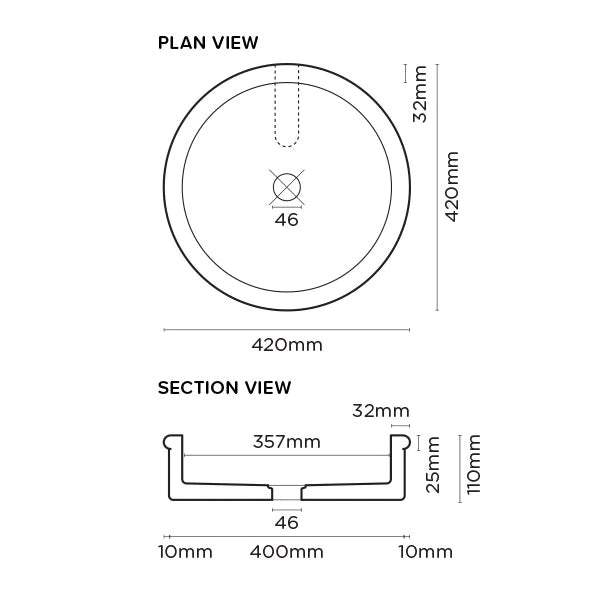 Nood Co Tubb Basin Wall Hung - Charcoal