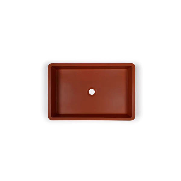 Nood Co Vesl Rectangle Basin Wall Hung - Clay