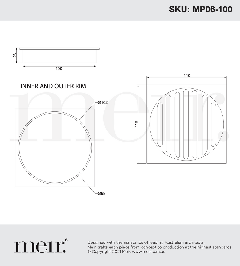 Meir Square Floor Grate Shower Drain - Chrome