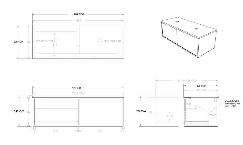 ADP Clifton Ensuite Wall Hung Vanity