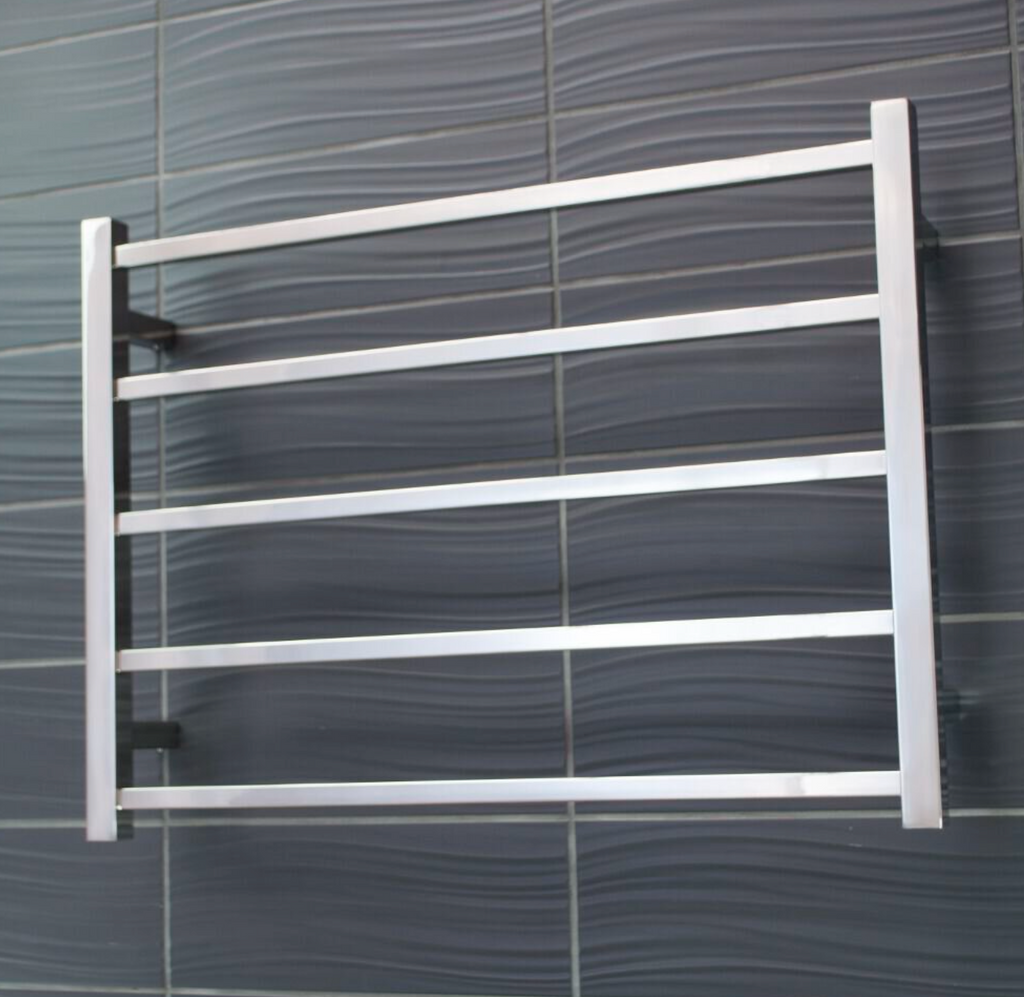 Radiant Heating Square Bars 240V Heated Towel Rails Polished 750 x 550