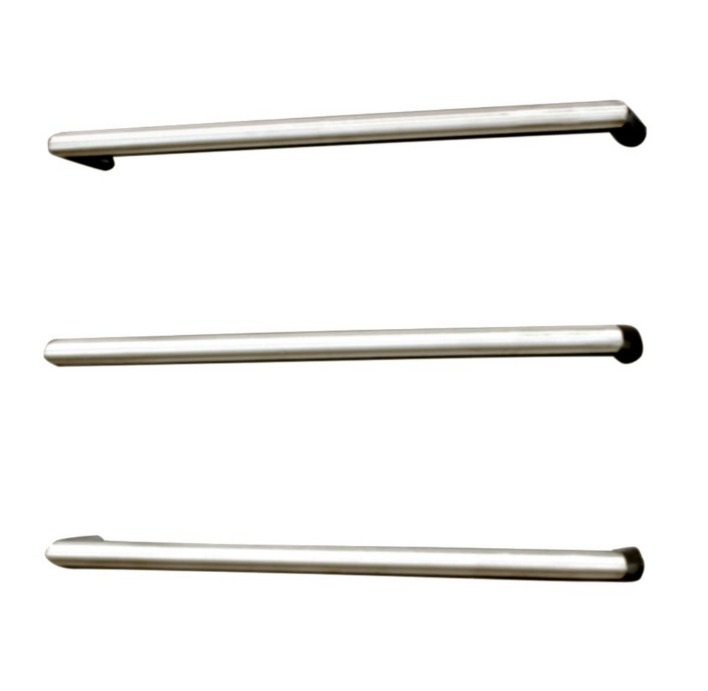 Radiant Heating Single Round Bar 12V Heated Towel Rail Brushed Nickel 650