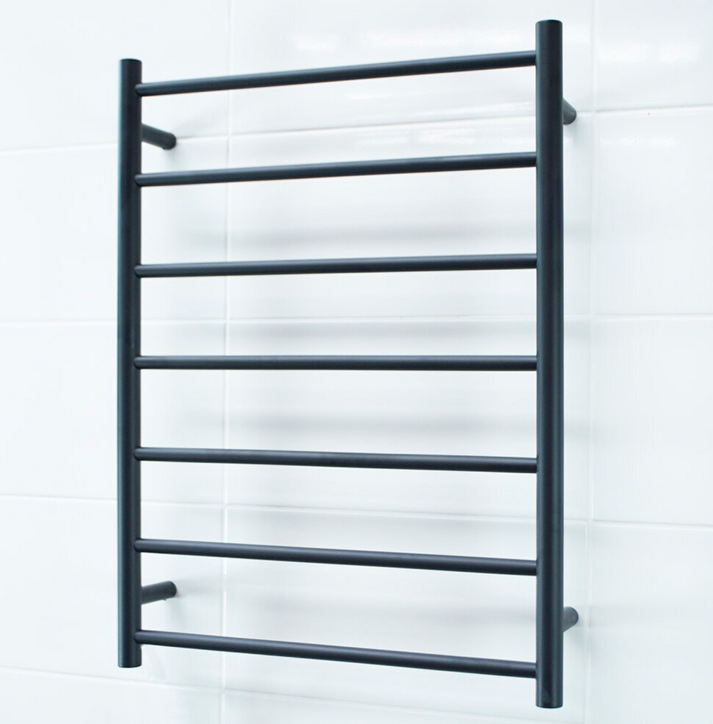 Radiant Heating Round Bars 240V Heated Towel Rail Matte Black 600 x 800