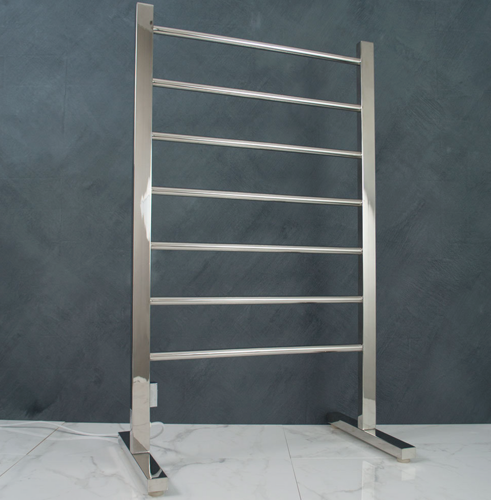 Radiant Heating Round Square Bars 240V Free Standing Heated Towel Rails 600 x 1000