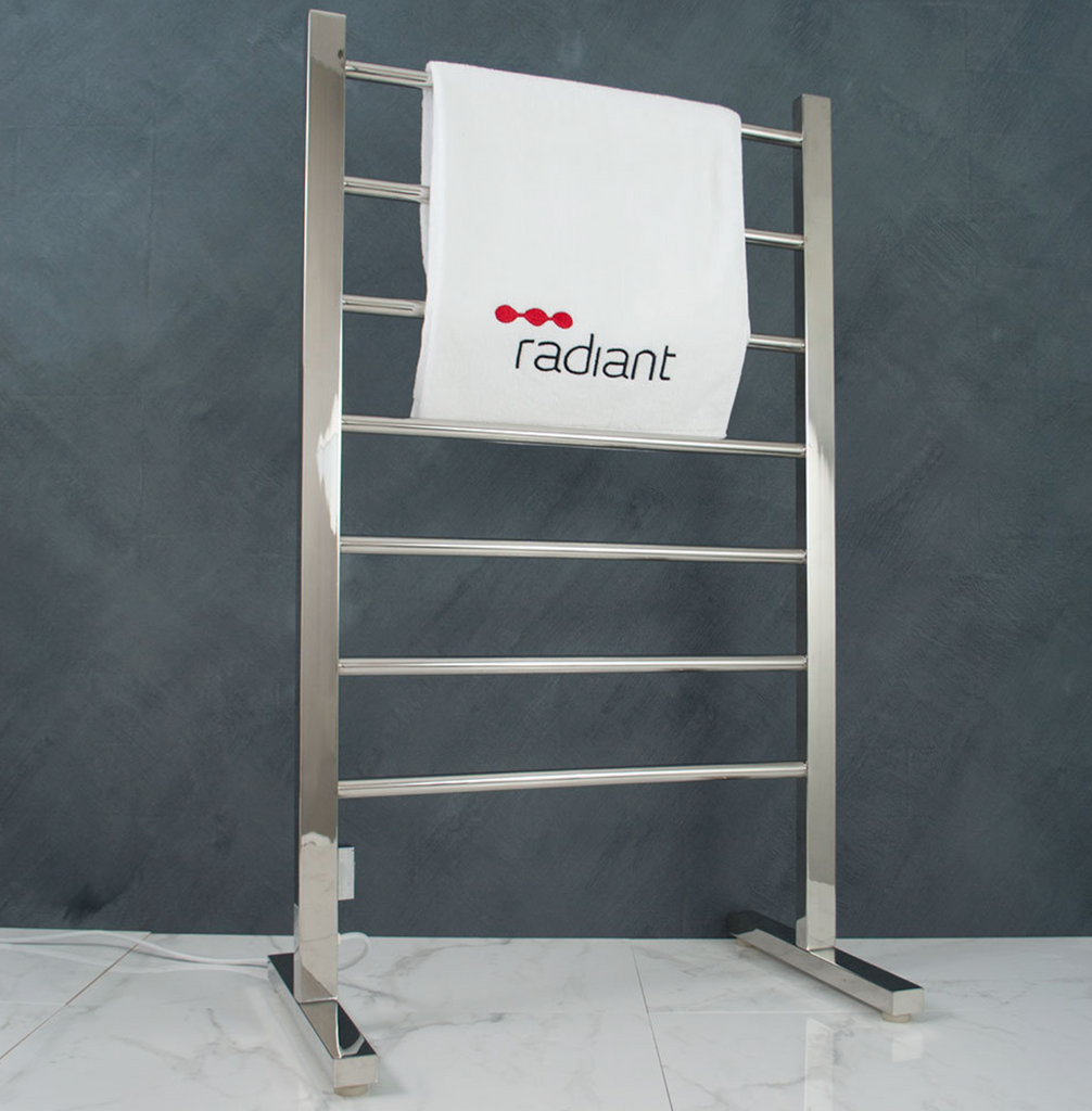 Radiant Heating Round Square Bars 240V Free Standing Heated Towel Rails 600 x 1000