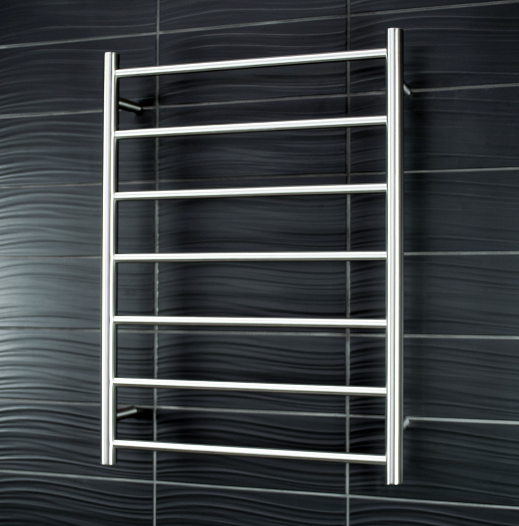 Radiant Heating Round Bars 240V Heated Towel Rail Brushed Satin 600 x 800