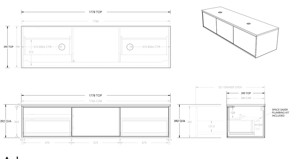 ADP Clifton Ensuite Wall Hung Vanity