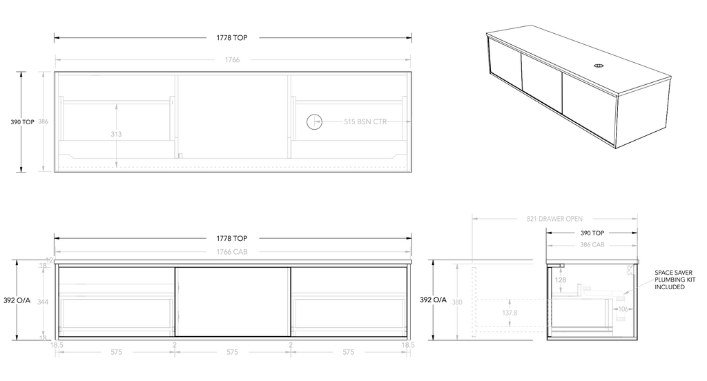 ADP Clifton Ensuite Wall Hung Vanity