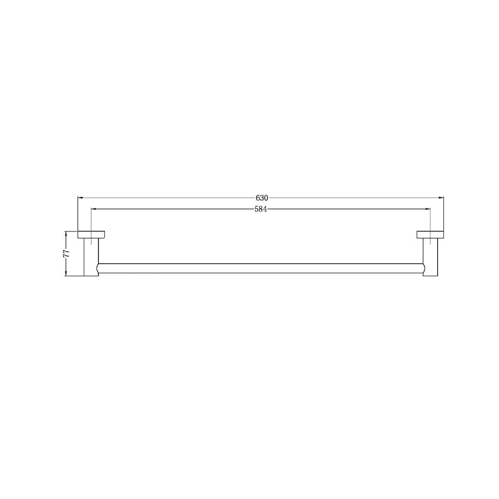 Nero Mecca Single Towel Rail 600mm - Chrome - Wellsons