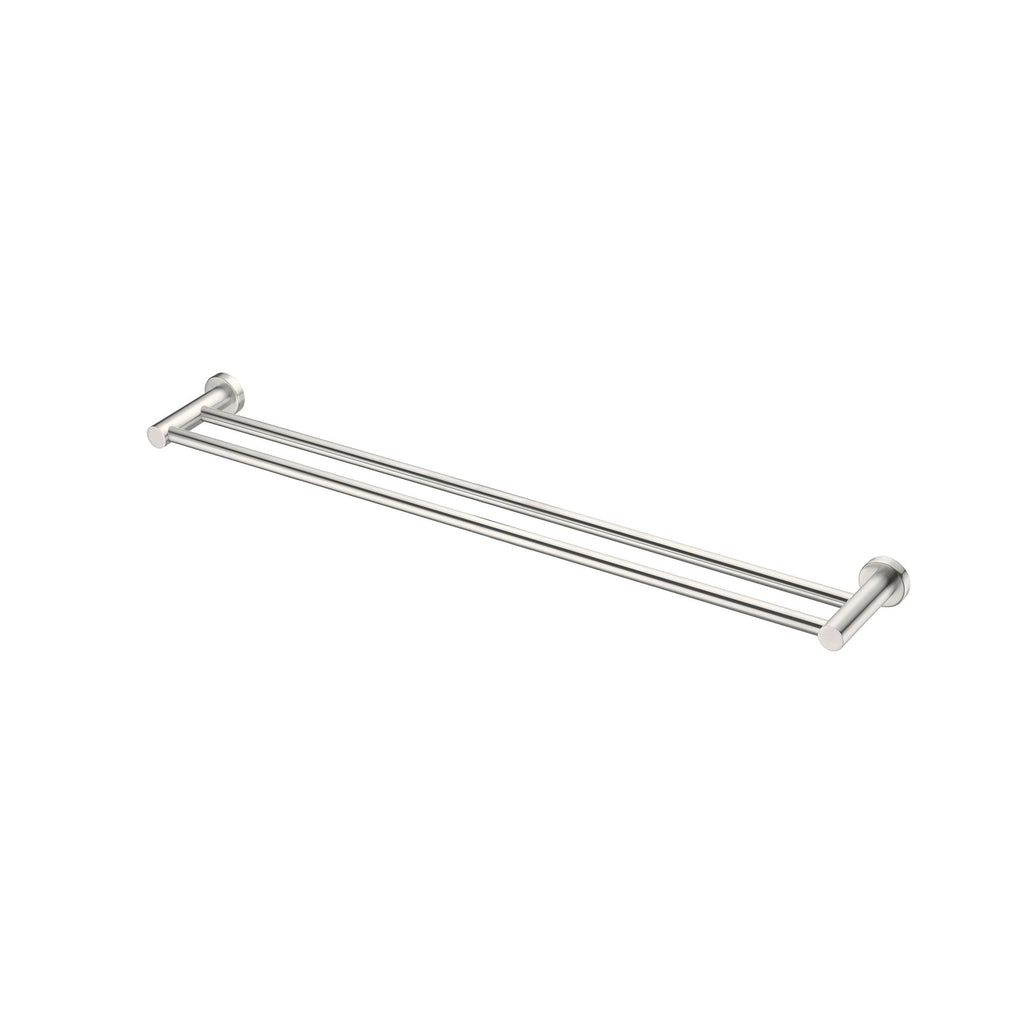 Nero Mecca Double Towel Rail 800mm - Brushed Nickel